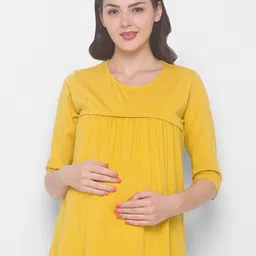 AV2 Yellow Solid Cotton Maternity Top-image-58