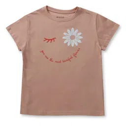 Gini and Jony Girls Peach Printed Cotton Blend Top-image-14