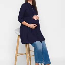 AV2 Navy Blue Longline Maternity Top-picture-53