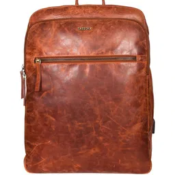 Sassora Unisex Leather Backpack with USB Charging Port-10