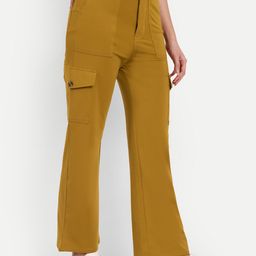 Next One Women Mustard Yellow Smart Straight Fit High-Rise Easy Wash Trousers-image-41