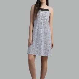 N-Gal Printed Lace Trim Slip Tee Long Nightdress-image-55