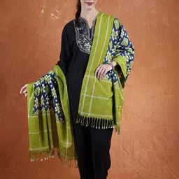 Exotic India Ethnic Motifs Printed Pure Cotton Ikat Dupatta-32