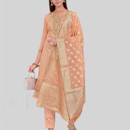 TAVAS Floral Woven Design Zari Unstitched Dress Material-image-45