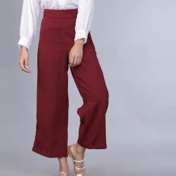 Women Regular Fit Maroon Viscose Rayon Trousers-image-66