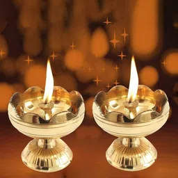 DSH Crafting Your Curiosity 2 Pieces Gold Brass Textured Brass Diya-81