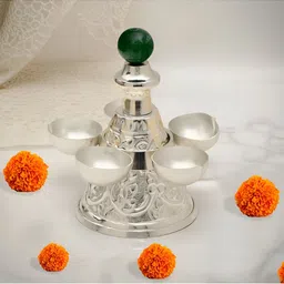 THE HOME CO. Green Textured Panchmukhi Diya-image-32