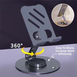Druthers 360° Rotatable Phone Stand for Table, Multiple Height & Angle Adjustments, Metal Mobile Holder image 2