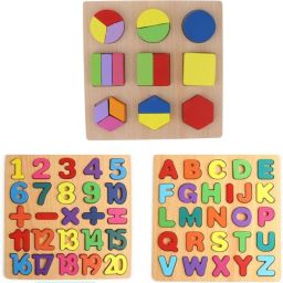 Wooden Learning Board Alphabets, Numbers & Shapes Puzzle Pack Of 3 (20*20 CM)-image-57
