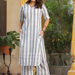 Women Cotton Blend Kurta Pant Set-image-43