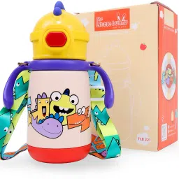 Cute Dino Printed Kids Water Bottle – 400ml Straw Sipper-Proof & BPA-Free-21