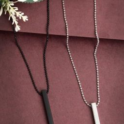 Men And Women Silver- Black 3D Vertical Bar Cuboid Stick Locket Pendant Alloy Locket-image-8