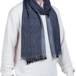 Checkered Viscose Men Dark Blue, Grey Stole, Scarf, Fancy Scarf-32
