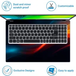 Techfit Full Body Laptop Skin with Screen Guard and Key Guard - Soft Waving Lines Combo Set image 4