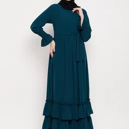 NABIA A-Line Ruffle Burqa with Ruffle Sleeves-image-45