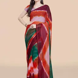 Rani Saahiba Leheriya Poly Chiffon Leheriya Saree-picture-9