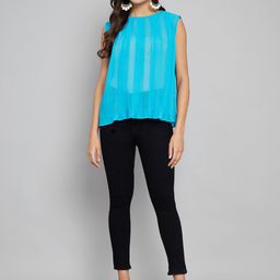 Amagyaa Round Neck Sleeveless Sheer Top-image-93