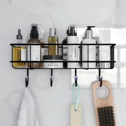 Multi-use Self Adhesive Kitchen Bathroom Corner Shelf Iron Wall Shelf-image-25