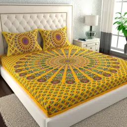 144 TC Cotton Double Jaipuri Prints Flat Bedsheet-picture-11