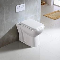 Floor Mounted Bathroom Commode Ceramic Floor Mounted European Water Closet/Western Toilet Commode/EWC With Slim Hydraulic Soft Close Seat Cover 54cm x 35cm x 41cm - White (P Trap) Western Commode-image-39