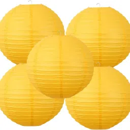 5 Pack yellow Paper Lanterns – Party Decorations, Wedding Décor, and Hanging Yellow Paper Hanging Lantern-image-22