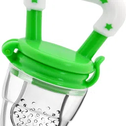 Fruit/Food Feeder/Pacifier/Nibbler with Silicon Mesh in Box Packing (Green, Pack of 1) Teether and Feeder-1