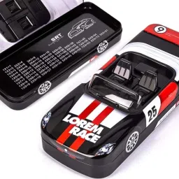 with Wheels & Movable car Seats (Black) | Pencil Box for Boys BIRTHDAY GIFT, RETURN GIFT Art Metal Pencil Box-13