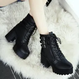 Women's Boots|Faux Leather, Trendy, Comfortable,Lace-Up & Zipper Boots for Women Boots For Women-image-37