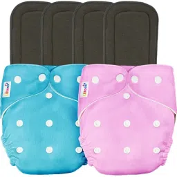 Pack Of 2 Reusable Cloth Diapers Washable, Adjustable Size with Insert Pads-picture-3