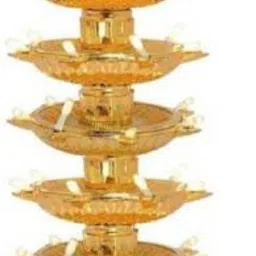 5 layer electric gold LED diya deepak light for diwali home temple decorative Plastic Table Diya-image-33