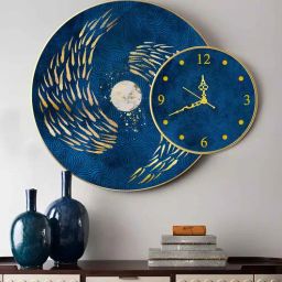 art street 16 Inches Synthetic Wood Stretched Wall Art Painting With Clock-picture-7
