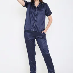 Arendelle Lapel Collar Satin Night suit-picture-53