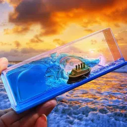 Liquid Wave Cruise Ship for Car Dashboard Nautical Showpiece Floating Ship Decorative Showpiece-5.8 cm-18