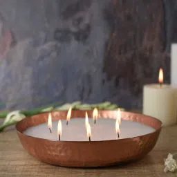 manor house Roshni Brown Iron Scented Wax Filled Urli Candle-picture-18