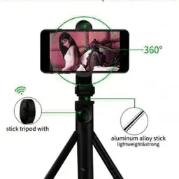 EAYS XT-02 Aluminium Bluetooth Remote Control Selfie Stick Monopod, Tripod, Tripod Bracket, Tripod Clamp 3 Axis Gimbal for Camera, Mobile image 3