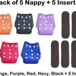 Washable & Waterproof Nappy 5+5 Inserts Combo Size Adjustable For 0-30 Months.-4