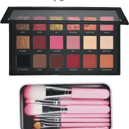 8 Color Rose Gold Edition Eyeshadow Palette Metallic Finish & 7Pcs Makeup Brush 100 g-picture-21