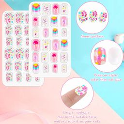 False GIrls Nails Press on Artificial Fake Nails Glue Acrylic Nail Multi Color multicolor-image-2