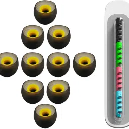 DEFENDER HUB 10 pcs (5 Pair) Silicone Rubber Earbuds Free Cable Protector (Yellow-Black ) In The Ear Headphone Cushion-image-61