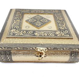 Meenakari Dry Fruit Box.Dry Fruit Pack.Chocolate Storage Box , Wedding Return Gift, Decorative Box Storage Box (Gold) Wood Decorative Platter-16
