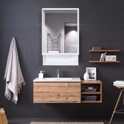 New Look Bathroom Cabinet with Mirror| Strong Plastic Bathroom Shelves| Mirror Plastic Wall Shelf-3