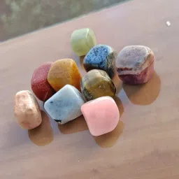 ababilcrystal 9 PLANETS TUMBLE STONE SET Polished Angular Crystal Stone image 3