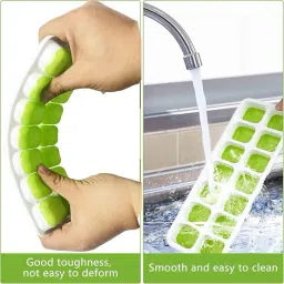 IceEase – Pop-Out Square Ice Tray with Lid, BPA-Free Silicone Green Silicone Ice Cube Tray-image-13