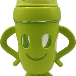 baby bottle for kids sip sipper plastic water bottles with Straw BPA-Free for Girls Boys Smiling face joker and heart design Kids sipper - 1 sipper 300 ml (Green)-image-27