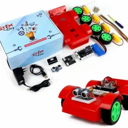 stemcity 4-Wheel DIY Obstacle Avoidance Robotic Car Kit |Smart Sensor Robot for Students image 4