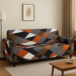 Polyester Geometric 3 Seater Sofa Cover-picture-21