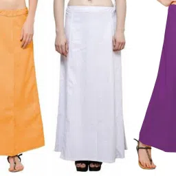 Gugaliya WHITE GOLDEN YELLOW VIOLET Pure Cotton Petticoat-picture-0
