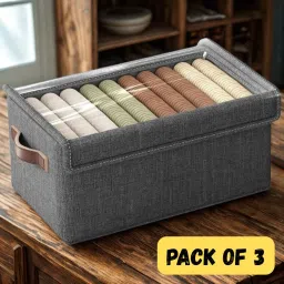 Ashmakam 3 Pcs Storage Box with Lid, Compact Organizers for Underbed Storage Poly-canvas Laundry Bag-9