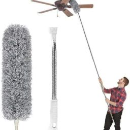 Cleaning High Ceiling Fan Microfiber Feather Telescoping 100inch ExtensionPole Wet and Dry Duster-image-98