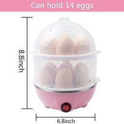 tanish Egg Cooker, Electric Hard Boiled Egg Maker, Multifunction Pink Egg Steamer, Deluxe Rapid Egg Poacher with Auto Shut Off, 14 Egg Double-Layer Lazy Egg Boiler, Heated Milk, Heating, Etc Egg Cooker image 3